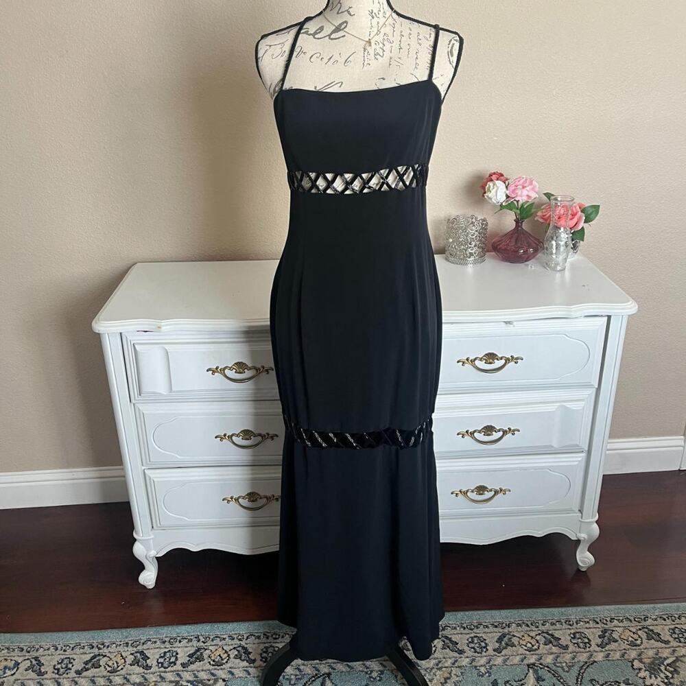 Black Maxi Dress with Cutout Detail - Women Dresses Maxi